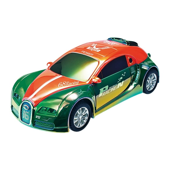 Orange Light And Sound Drift Car Toy For Kids Push Activated Inertial Vehicle With Enhanced Grip Tires For Indoor Outdoor Play 5.51X2.48X1.69 Inches 0.26Lbs