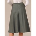 thumbnail image 4 of DARING DIVA Women's Houndstooth Plaid Midi Skirt Vintage A-Line Skirts X-Small Coffee, 4 of 6