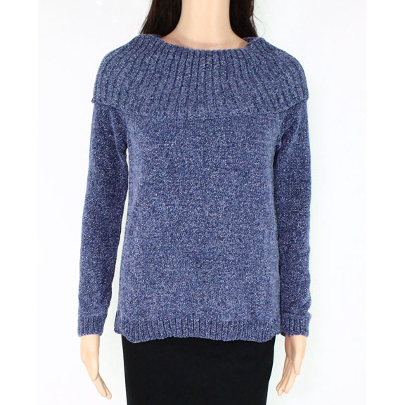Womens Sweater Inkberry Heather Cowl Neck Knitted XS