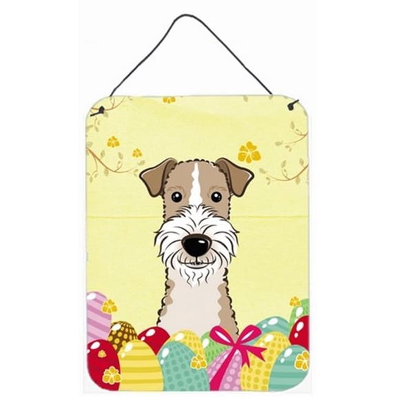 Wire Haired Fox Terrier Easter Egg Hunt Wall or Door Hanging Prints