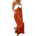 thumbnail image 7 of Womens Stretchy Jumpsuits Casual Overalls Jumpers Adjustable Spaghetti Straps One Piece Rompers with Pockets Orange XXL, 7 of 7