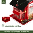 thumbnail image 7 of Kingsyard Metal Bird Feeder House for Outdoors Hanging, Triple Feeders for Finch Cardinal, Red, 7 of 7