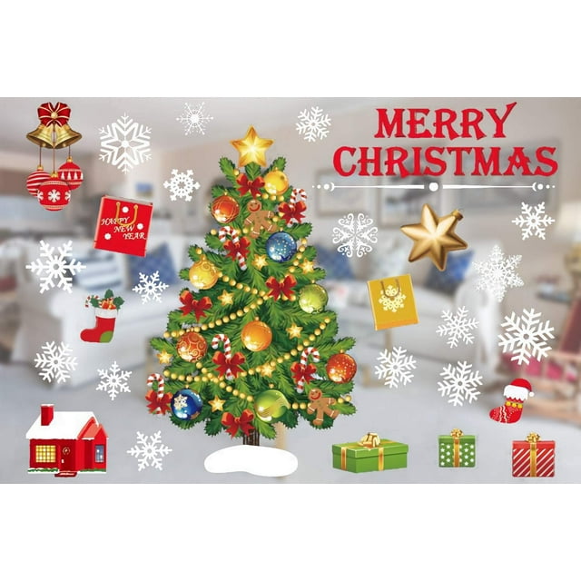 Christmas Window Decorations, Christmas Window Pictures, Christmas Window Stickers Window Stickers Pvc Window Decoration Self-Adhesive, For Doors, Shop Windows, Glass Fronts, Decoration