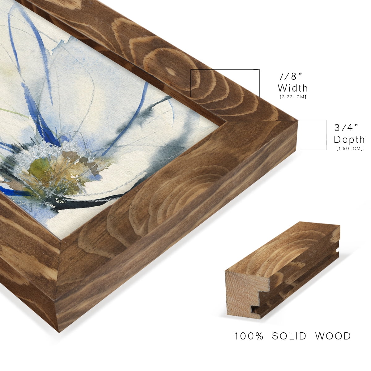 Cobalt & Paynes Petals II - Framed Print w/glass - Walnut