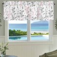 thumbnail image 3 of Pink Grey Botanical Farmhouse Short Window Curtain Valances, Watercolor Spring Floral Summer Leaf Rod Pocket Kitchen Valances for Living Room Bedroom Bathroom Cafe 60" x 18", 3 of 8