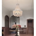 thumbnail image 4 of Q&S Beaded Chandelier Farmhouse White Wood Beaded Boho Light Fixture Vintage Antique 8 Lights for Dining Room Nursery Kitchen Foyer Bedroom Living Room UL Listed, 4 of 8