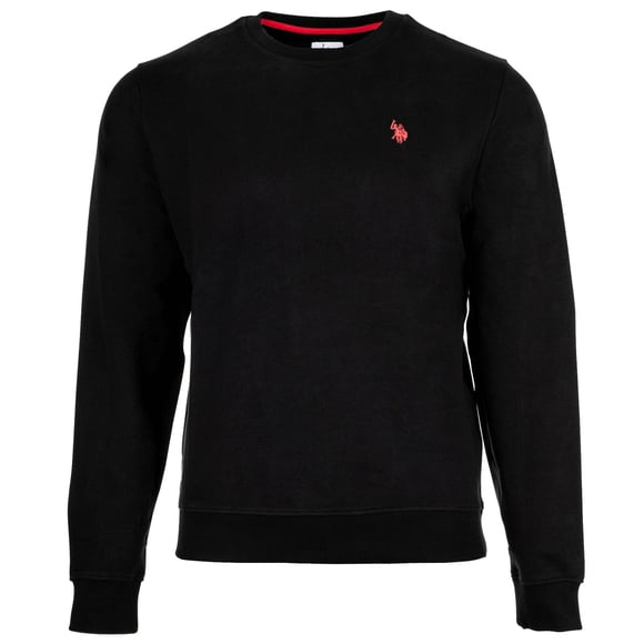 U.S. POLO ASSN. Men Sweatshirt - Diagonal Fleece Carbon Finish, Round Neck, Cotton Black XL (X-Large)