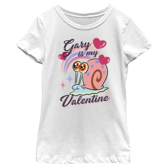 Girl's SpongeBob SquarePants Gary is My Valentine Graphic Tee White X Large