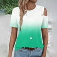 thumbnail image 7 of Teissuly Women'S 2024 Summer Casual And Comfortable Gradient Color Cold Shoulder Button Splicing Short-Sleeved Round Neck Top/Shirt, 7 of 7