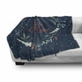 thumbnail image 3 of Saying Soft Flannel Fleece Blanket, Romantic Floral Wreath with Laurel Leaves Loving Wishes Calligraphy Vintage, Cozy Plush for Indoor and Outdoor Use, 50" x 70", Navy Mint Green Red, by Ambesonne, 3 of 6