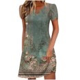 thumbnail image 2 of Women's Casual A-Line Dresses with Pockets Summer Floral Tshirt Dress Short Sleeve Mini Dress Flowy Sundresses, Limited Time Clearance Under 10 Dollars SA-455, 2 of 5