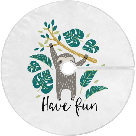 ZHANZZK Have Fun Sloth Xmas Christmas Tree Skirt Stand Mat for Holiday Party Decoration Indoor Outdoor 36 inches