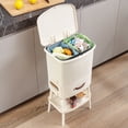thumbnail image 2 of VECELO Kitchen Trash Can with Lid, Recycling Plastic Garbage Can with Drawer and Storage Shelf, White, 2 of 7
