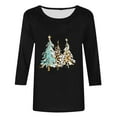 thumbnail image 4 of Christmas Shirts for Women 3/4 Length Sleeve Crew Neck T-shirts Xmas Printed Holiday Graphic Tees (XL, Black 01), 4 of 5