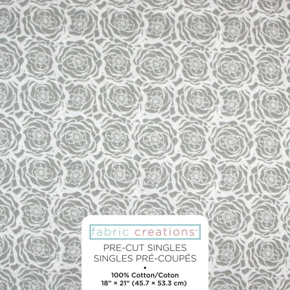 FABRIC CREATIONS fat quarter en coton 45 × 53 cm (18 × 21 in) gris Floral, 18x21