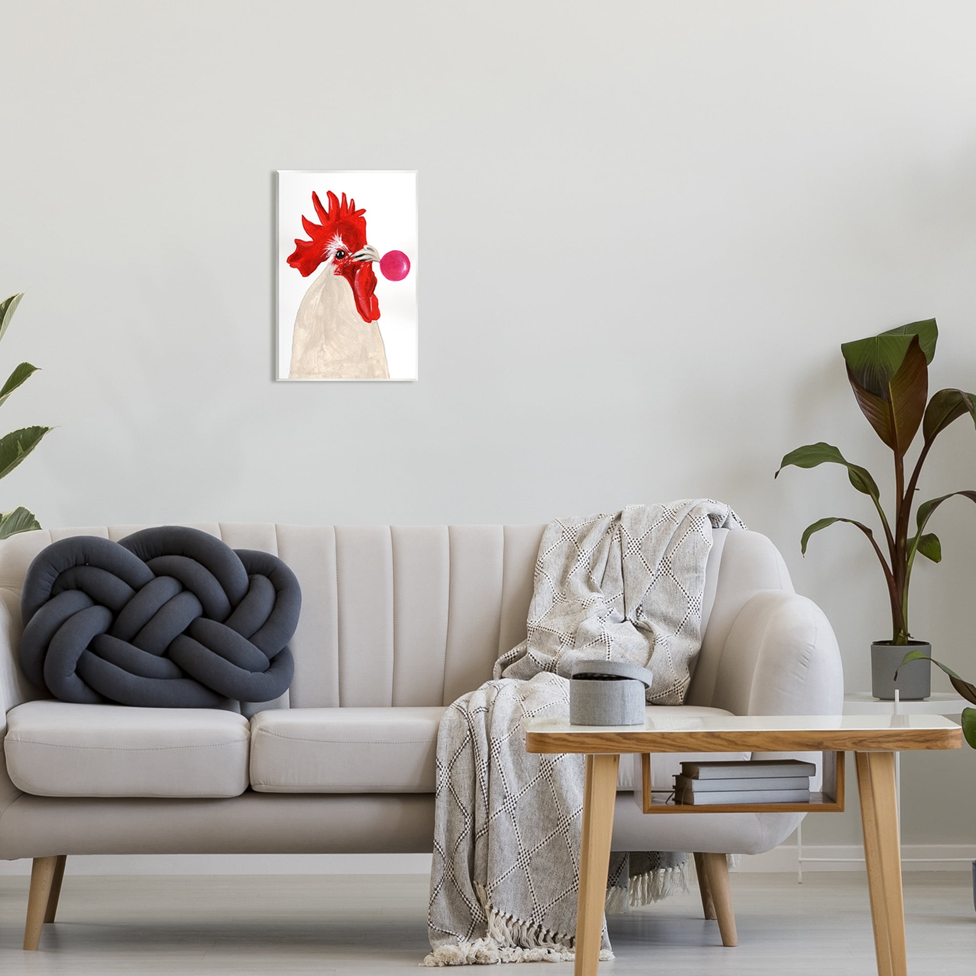 Stupell Industries Rooster Blowing Bubblegum Animals & Insects Painting Unframed Art Print Wall Art, 10 x 15