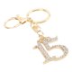 thumbnail image 1 of Llavero Con Colgante Número 15 De Diamantes De Imitación Con Cierre De Mosquetón, Llavero Con Número Brillante Para Bolsos, Accesorio Elegante, Regalo Para Mujeres Y Niñas,, 1 of 7