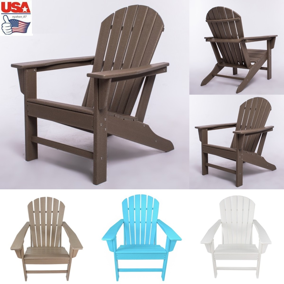 Adirondack Chair Resin, 350 lbs Capacity Load,Patio Chair Lawn Chair Outdoor Adirondack Chairs Weather Resistant for Patio Deck Garden 33.07*31.1*36.4" HDPE Resin Wood,Dark Brown - image 1 of 8