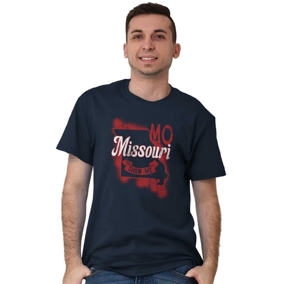 Missouri Show Me State Shape Souvenir Men's Graphic T Shirt Tees Brisco Brands S