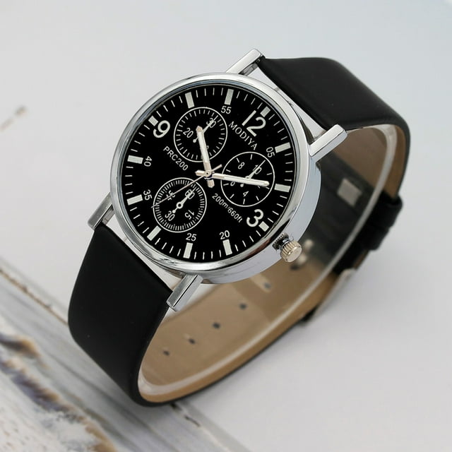 Weiqiqre Sale Three Eye Watches Quartz Men's Watch Blue Glass Belt Watch Men