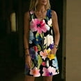 thumbnail image 5 of QUNYINEY Floral Womens Sundresses Casual Beach Sleeveless A Line Mini Tank Dress with Pockets Loose Fit V Neck Dresses, 5 of 7