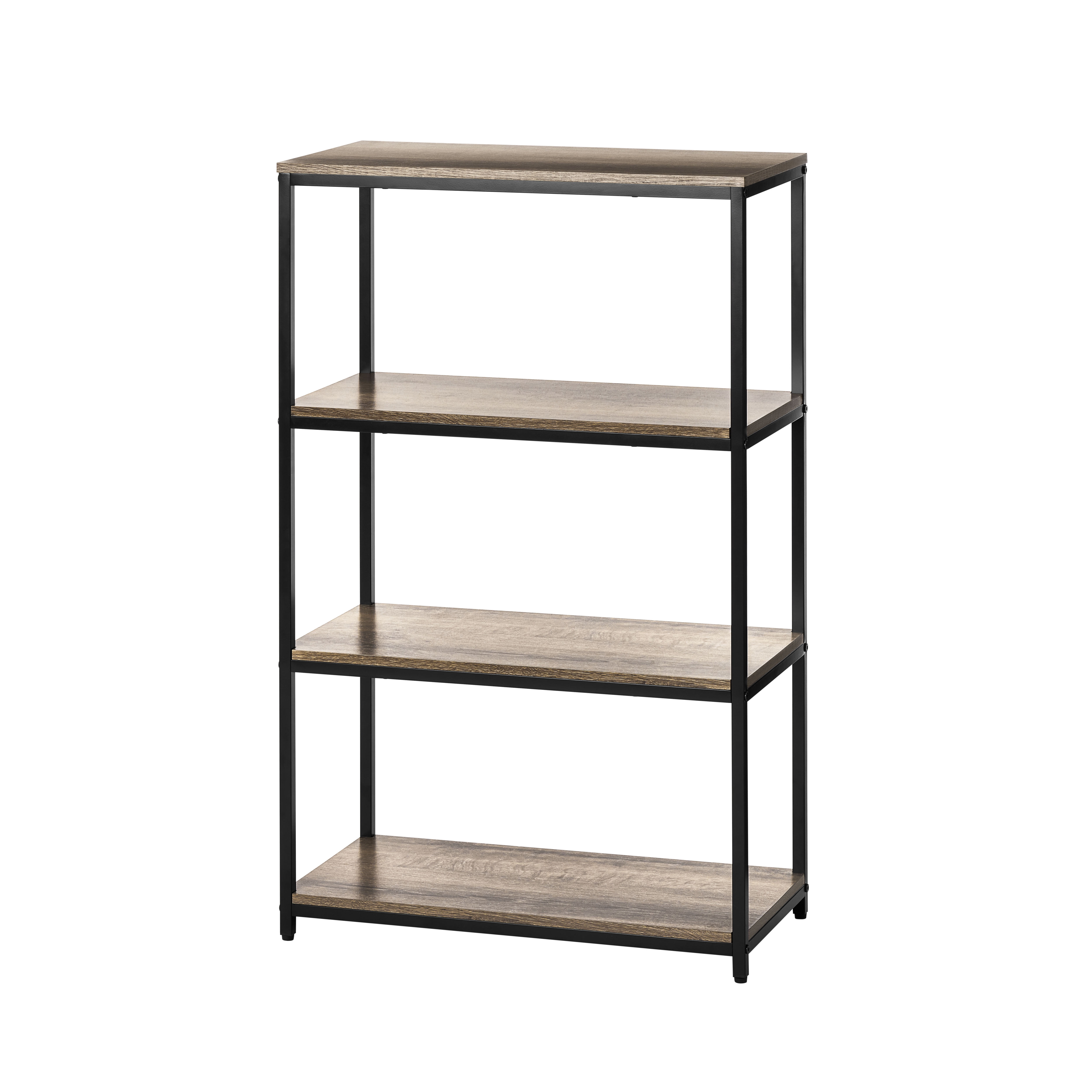 Mainstays 4-Shelf Metal Frame Bookcase, Rustic Brown Finish