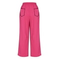 thumbnail image 5 of Resicozy Barrel Pants Women Trendy High Waisted Drawstring Sweatpant Baggy Fall Lounge Pants Wide Leg Striped Trousers with Pockets Hot Pink S, 5 of 5