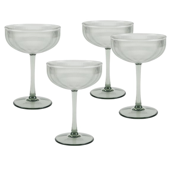 Better Homes & Gardens Green Ribbed Tritan Coupe Glass Set, 4-Piece