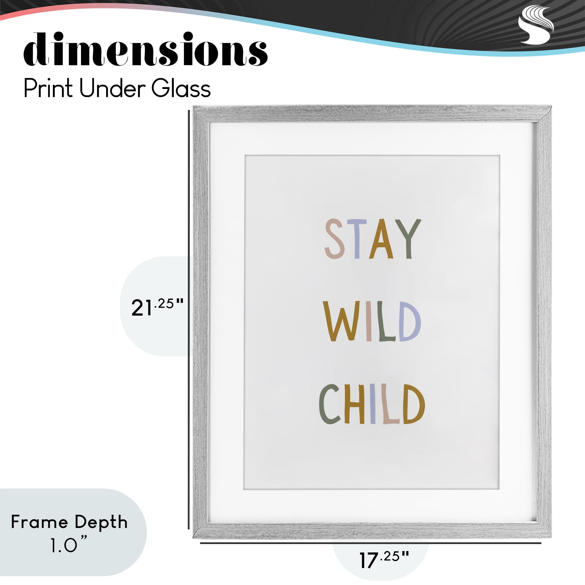 Stupell Industries Stay Wild Child Gray Framed Print Under Glass, design by Katie Griggs