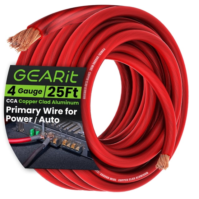 Calibre Wire GearIt 4 para alimentación y tierra automotrices de 7,6 m, color rojo