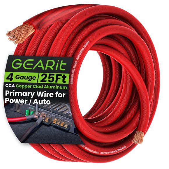 Calibre Wire GearIt 4 para alimentación y tierra automotrices de 7,6 m, color rojo