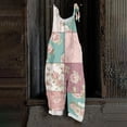 thumbnail image 2 of JULMCOMO Cotton Linen Jumpsuits for Women Floral Print Scoop Neck Loose Fit Overalls Tie Strap Sleeveless Casual Summer Overalls Pink XL, 2 of 7