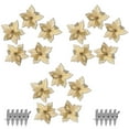 thumbnail image 2 of Cateissary 15/5 uds, polvo de brillo de flores artificiales de Navidad, adornos de árbol de Navidad DIY, flores falsas, decoraciones de Año Nuevo de Kits de decoración para fiestas oro 15PCS Cateissary HA008415-02, 2 of 6