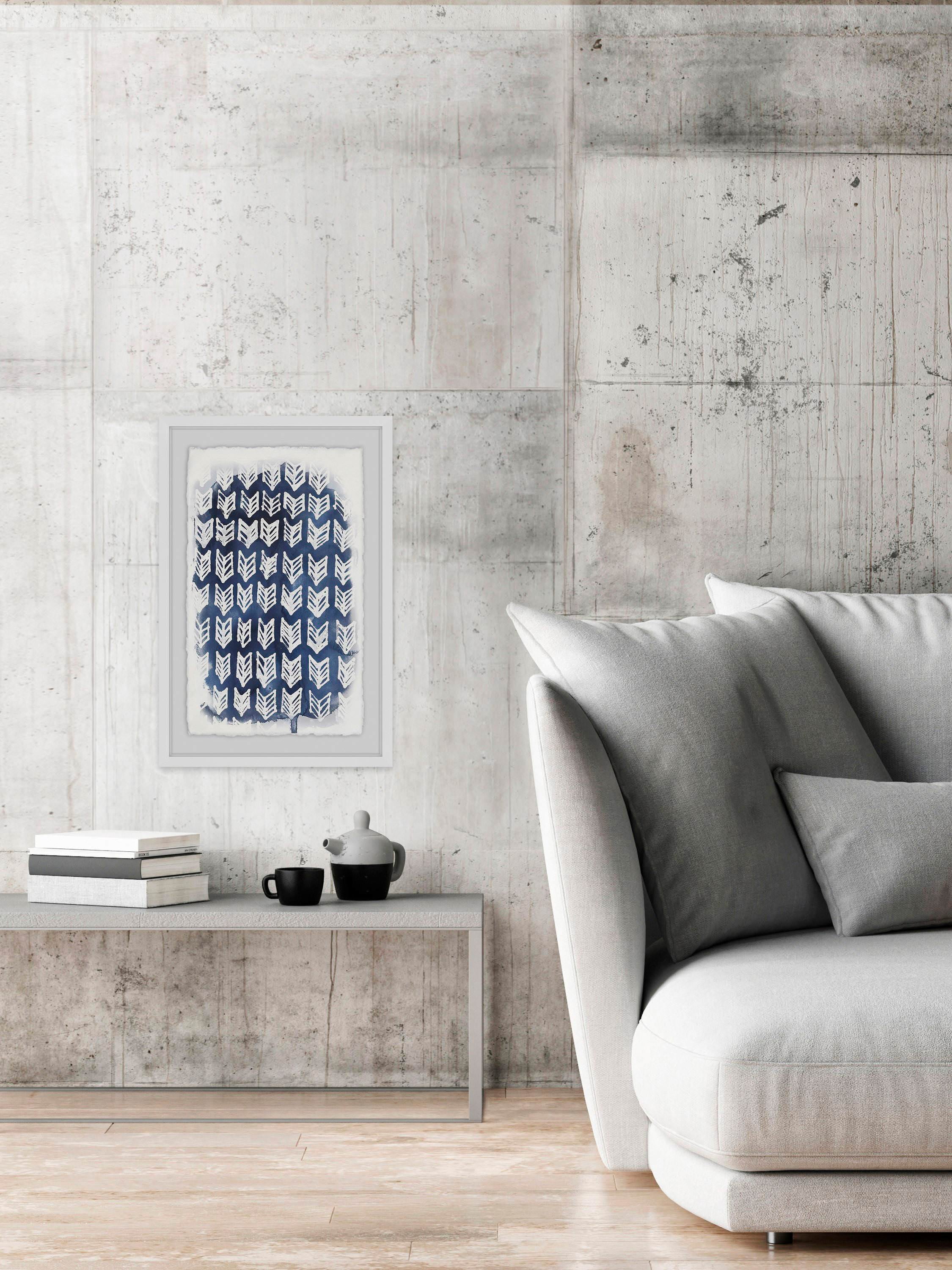 Indigo Batik Vignette IV Framed Painting Print