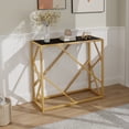 thumbnail image 2 of Costway 31.5" Tempered Glass Top Console Table with Foot Pads Golden Heavy-duty Metal Frame, 2 of 10