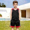 thumbnail image 2 of YUEHUA Kids Basketball Jersey Tank Top Shorts Set Sleeveless 2 Piece Summer Athletic Outfit Breathable Sport Playwear For Toddler Little Boys, 2 of 5
