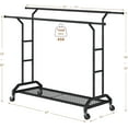 thumbnail image 2 of Heavy Duty Clothes Rack Double Clothing Rack 450lbs Capacity 3" Industrial Wheels 51"-71" L X 21" D X 73-79"H Stury Square Tube Base Rolling Clothes Rack Adjustable Rolling Garment Rack Black, 2 of 18