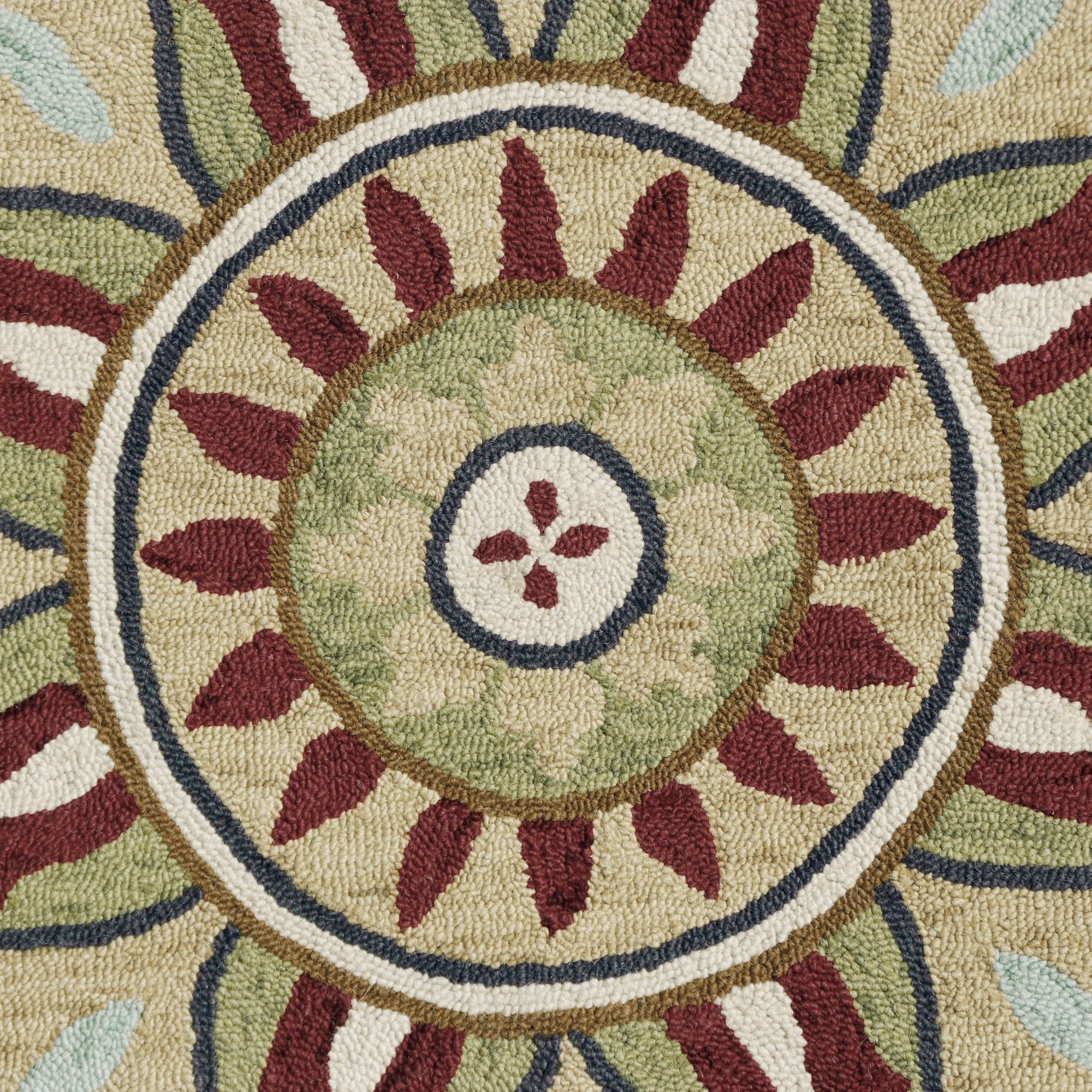 Ox Bay Evie 6' Round Red/Green Floral Medallion Indoor Area Rug