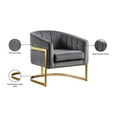 thumbnail image 2 of Pemberly Row Modern 18.5"H Velvet Accent Chair in Gray and Gold, 2 of 6