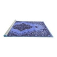 thumbnail image 2 of Ahgly Company Machine Washable Indoor Round Medallion Blue Traditional Area Rugs, 3' Round, 2 of 4