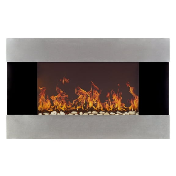 Northwest Electric Fireplace, Wall Mount & Remote -Stainless Steel
