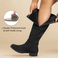 thumbnail image 4 of LOVE STEETLY Women's Knee High Chunky Heel Boots, Side Zipper Round Toe Faux Leather Casual Buckle Comfort Versatile Boot., 4 of 7