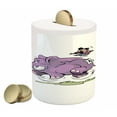 thumbnail image 1 of Animal Piggy Bank, Playing Soccer with a Mario Moustache Sports Theme Football Print, Ceramic Coin Bank Money Box for Cash Saving, 3.6" X 3.2", Purple White, by Ambesonne, 1 of 4