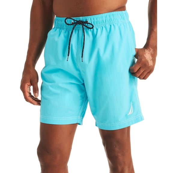 Nautica Mens Regular fit Swim Trunks Swimwear Small 8 Inseam Blue Solid