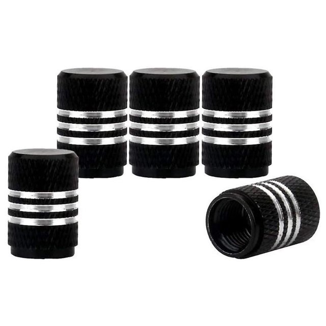 5 tapones antipolvo para válvulas de neumáticos de aluminio para coche, color negro