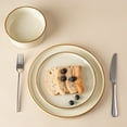 thumbnail image 6 of Famiware Nebula Stoneware Dinnerware Sets, 12-Piece Dish Set, Vanilla White with Brown Rim, 6 of 7