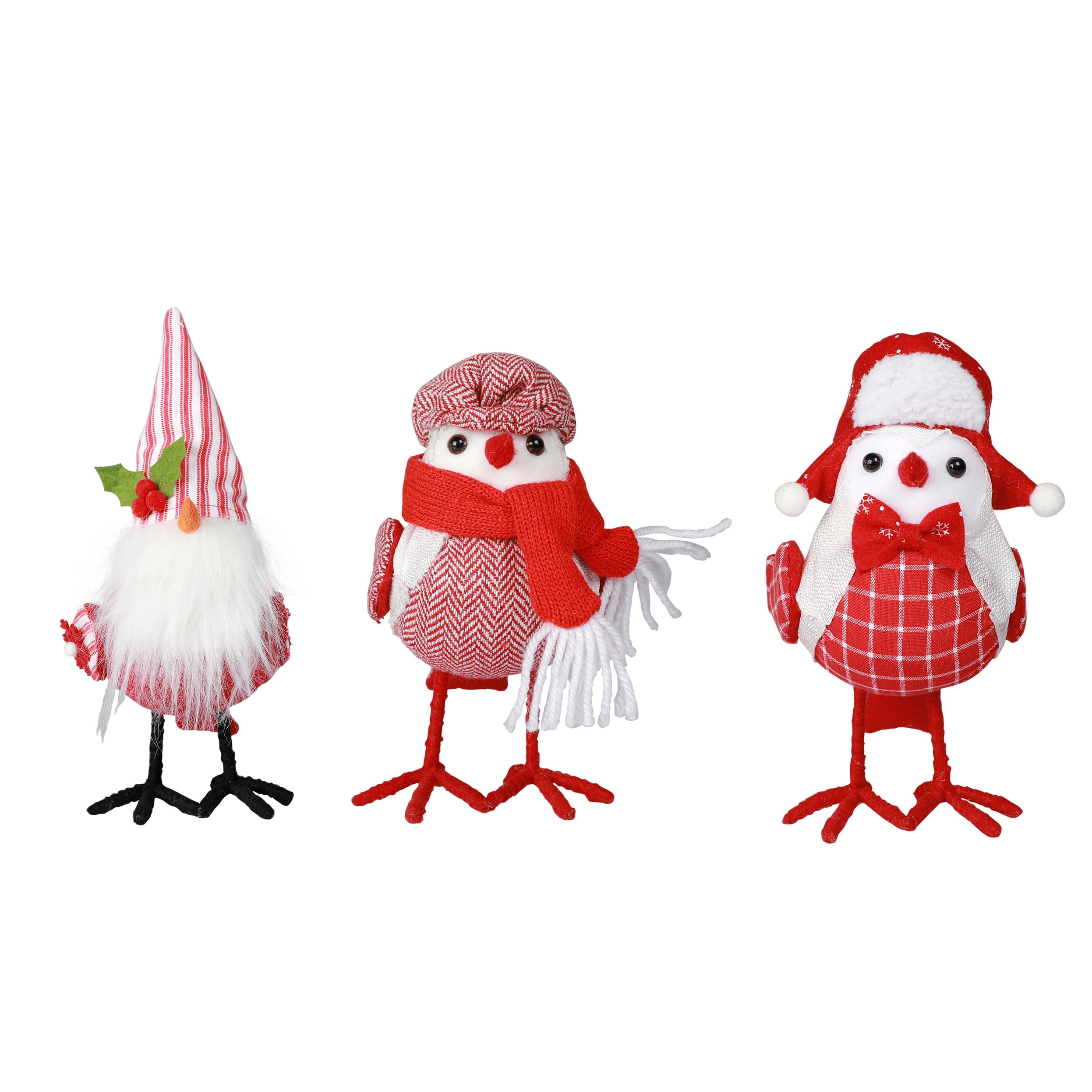 Holiday Time Christmas Red and White Winter Bird Tabletop Christmas ...