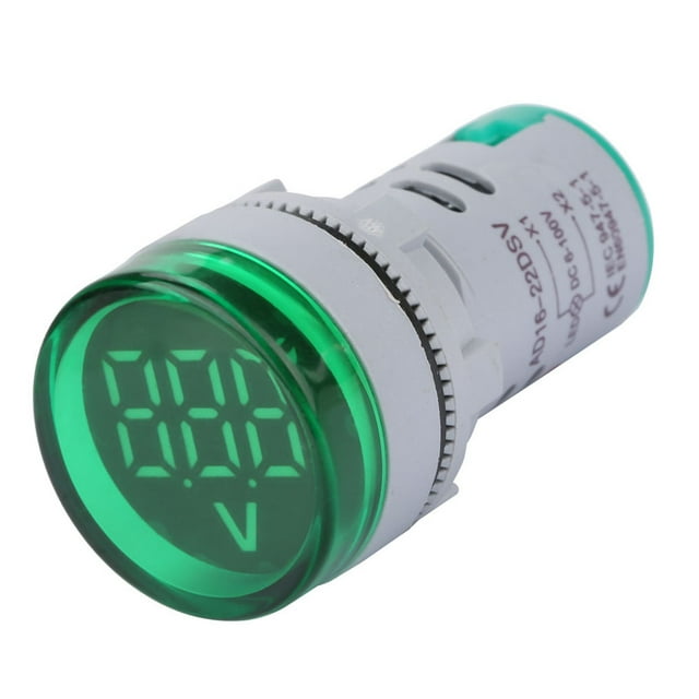 Miniature Voltage Meter Ac Voltage Panel Meter Plastic Led Voltmeter Light Digital Display Dc Voltage Meter Indicator Round Lamp TesterYellow