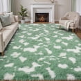 thumbnail image 3 of Lalado 8ft x 10ft Shag Area Rug, Soft Fluffy Indoor Tie-Dye Area Rugs for Living Room Bedroom Decor Carpet, Green & White, 3 of 8