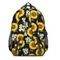 thumbnail image 3 of Sunflower and Narcissus Black Pattern Cute School Backpack Bag with Padded Back and Adjustable Shoulder Straps 16.9 X 12.6 X 5.9 Inches, 3 of 5